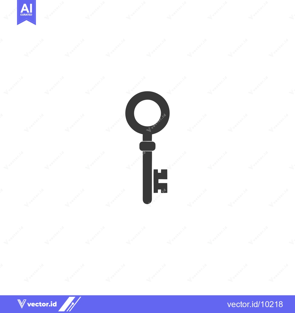 Premium Vector dari A Black and White Icon of a Traditional Key