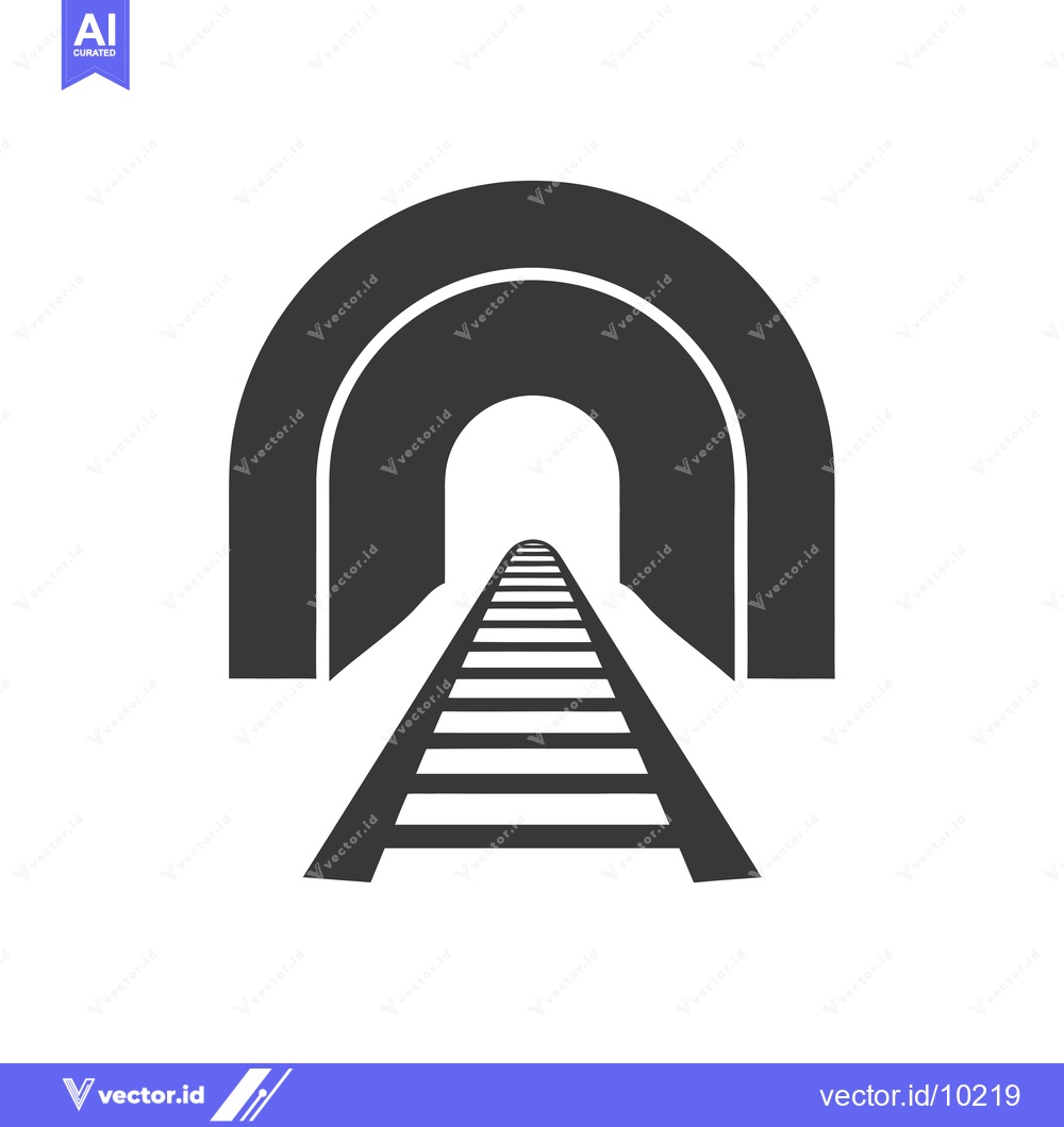 Premium Vector dari A black and white icon of a train track leading into a tunnel