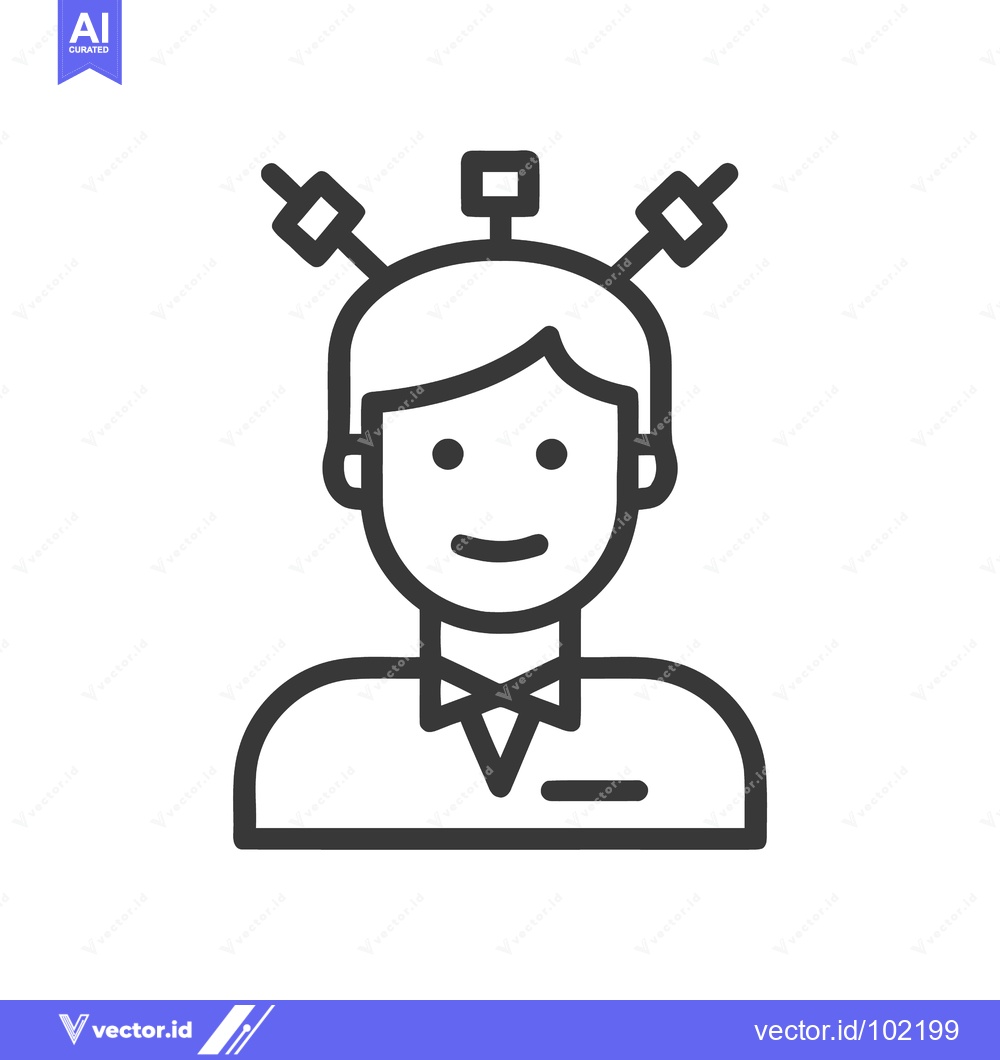 Premium Vector dari Cyborg Avatar with Brain-Computer Interface Plugs Line Art