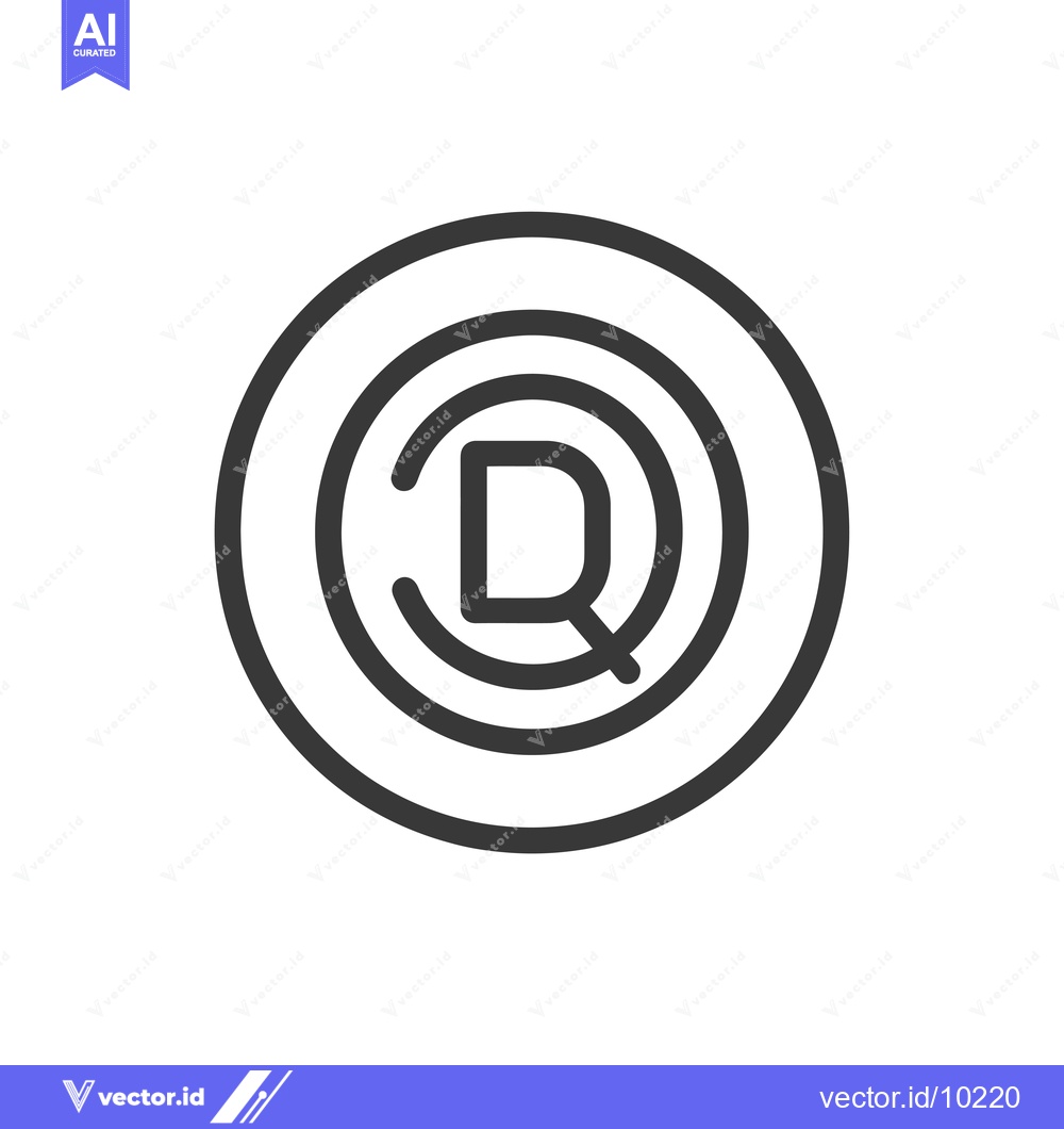Premium Vector of A Black and White Icon with a "Q" in a Circle