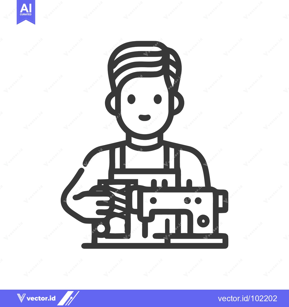 Premium Vector dari Friendly Artisan at Work: A Minimalist Tailor and Sewing Machine Icon