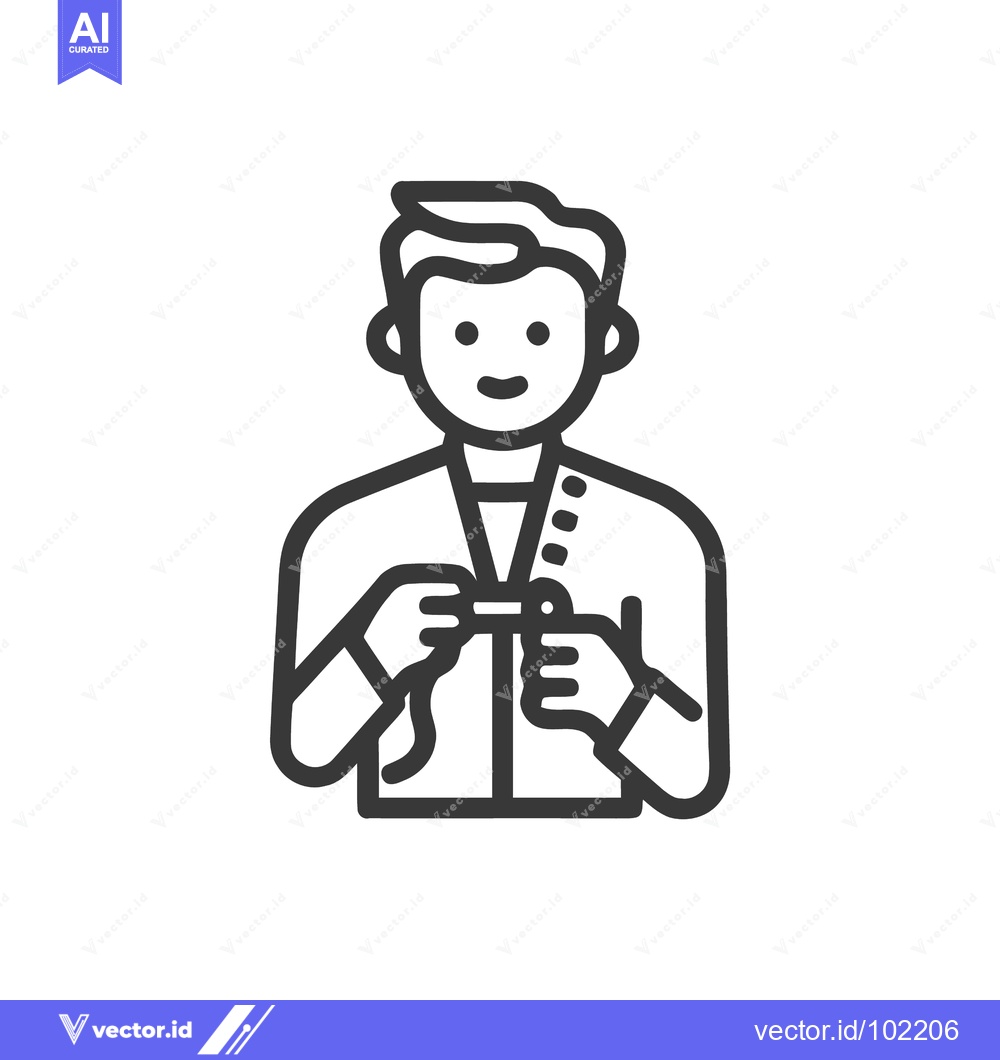 Premium Vector dari Bespoke Tailor at Work, a Clean Line Art Icon of Measurement and Craft