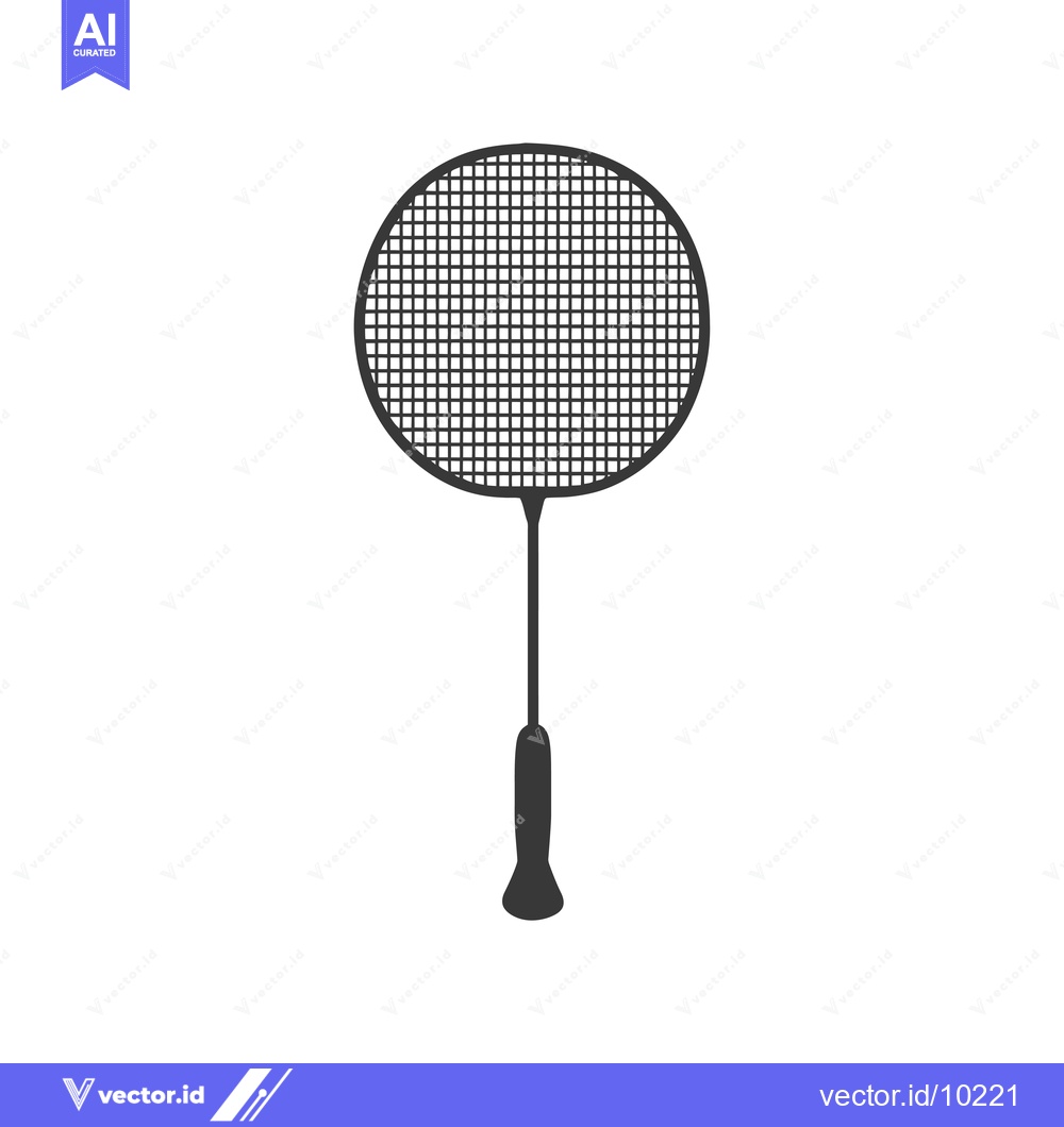 Premium Vector dari A Black and White Illustration of a Badminton Racquet