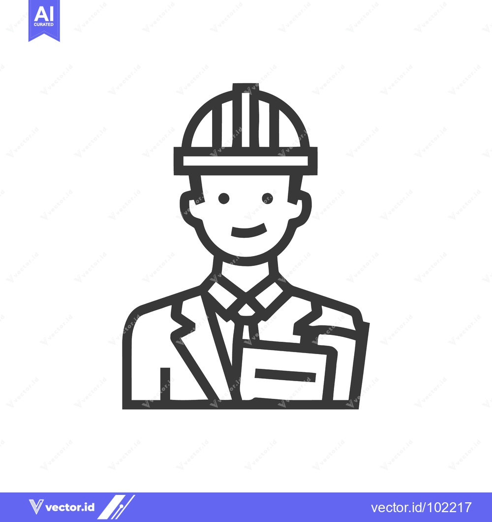 Premium Vector dari Professional Engineer or Architect Line Icon with Hard Hat and Plans