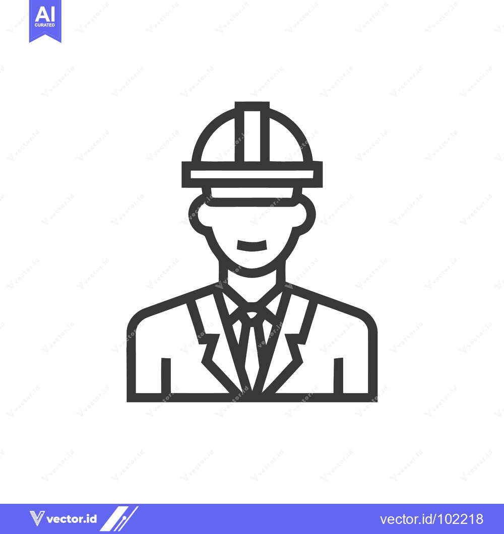 Premium Vector dari Professional Engineer Icon: Minimalist Line Art of a Man in a Suit and