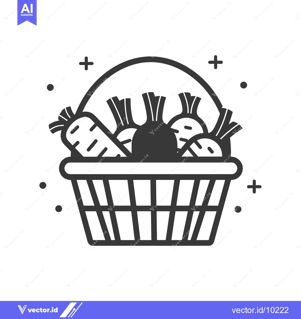 Premium Vector dari A black and white illustration of a basket filled with carrots