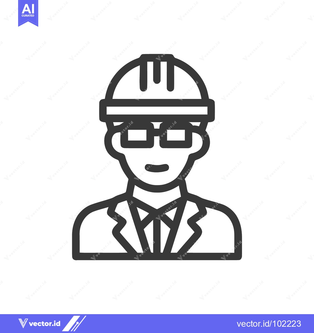 Premium Vector dari Modern Outline Icon of a Professional Engineer or Architect in a Hard