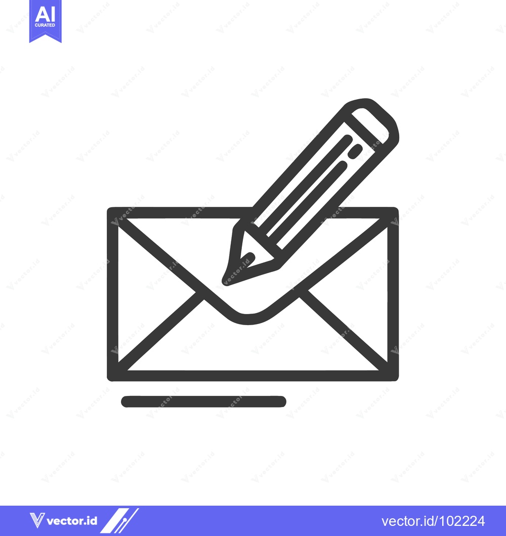 Premium Vector dari Sleek Outline Icon of a Pencil Composing a Message on an Envelope