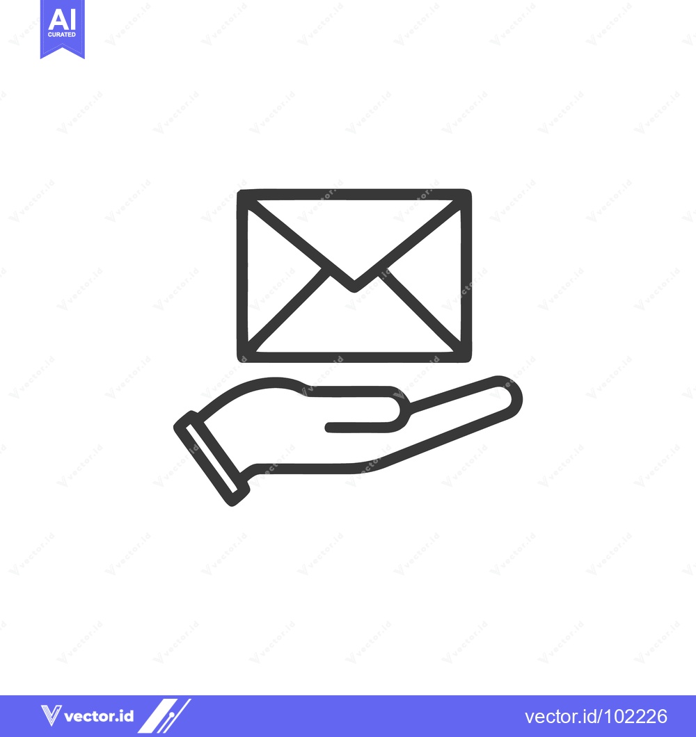 Premium Vector of Minimalist Hand Offering Envelope Icon for Mail Delivery and Digital C