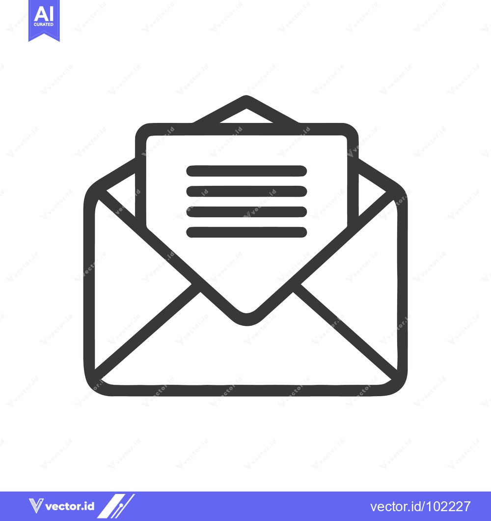 Premium Vector dari Clean Line Art Icon of an Open Envelope Revealing a Written Message