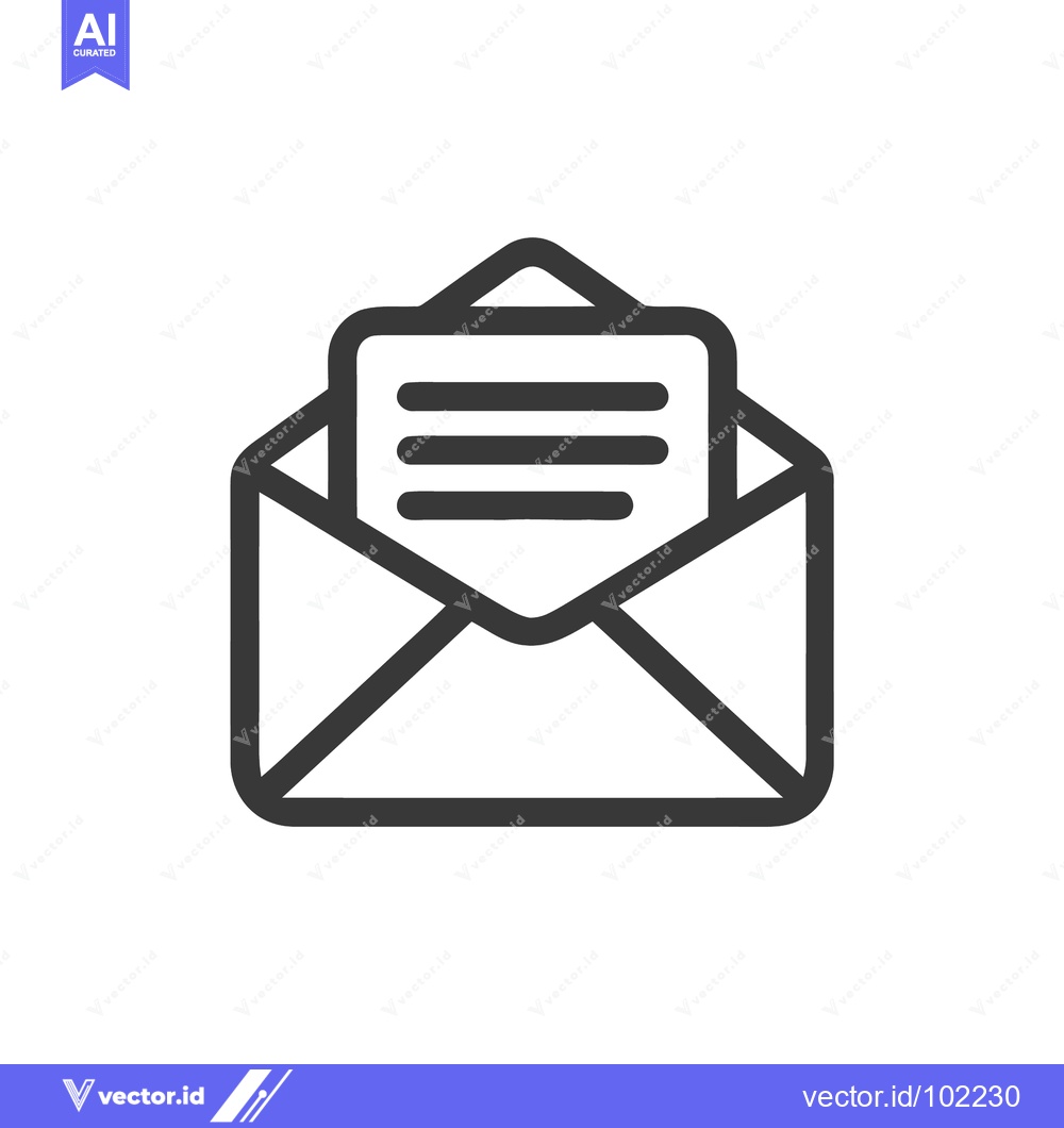 Premium Vector of Minimalist line art icon of an open envelope with a letter, symbolizin