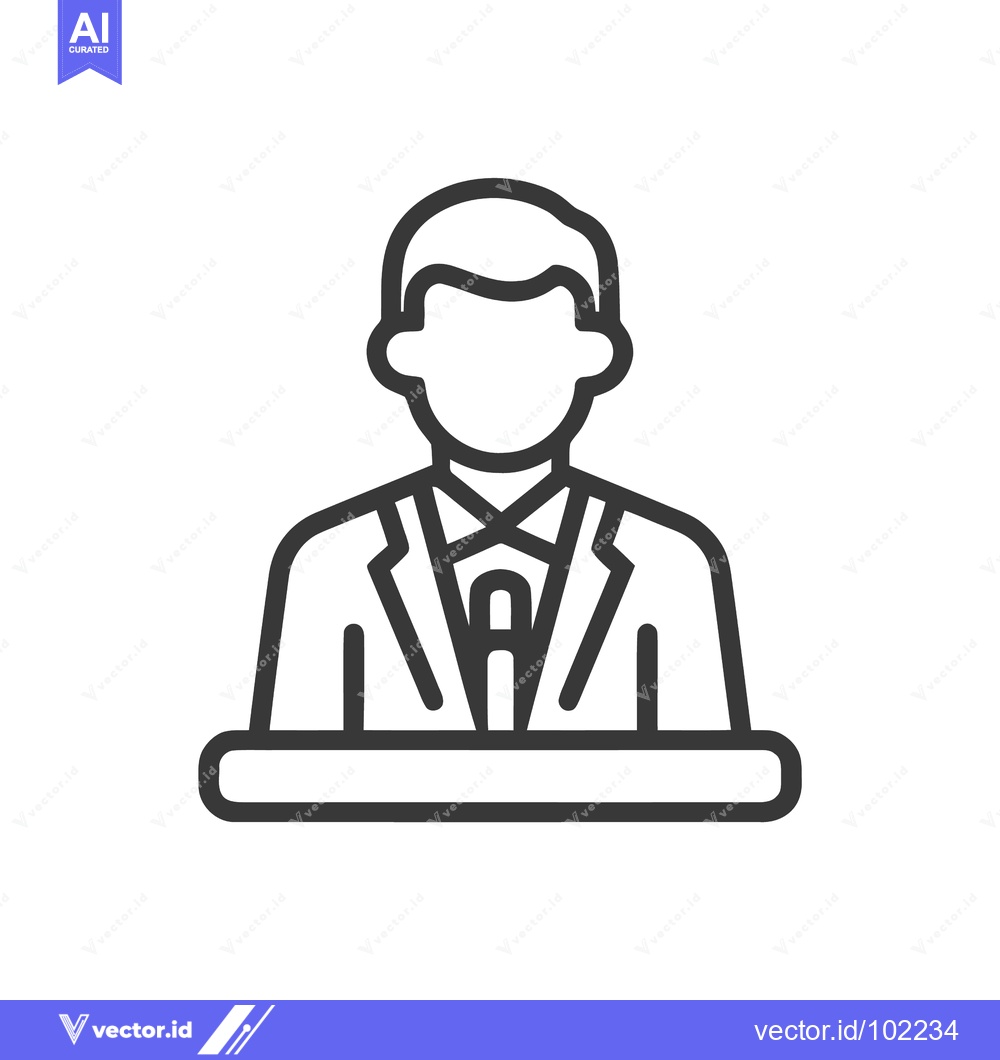 Premium Vector of Faceless Presenter in Suit and Bow Tie, Bold Line Art Icon