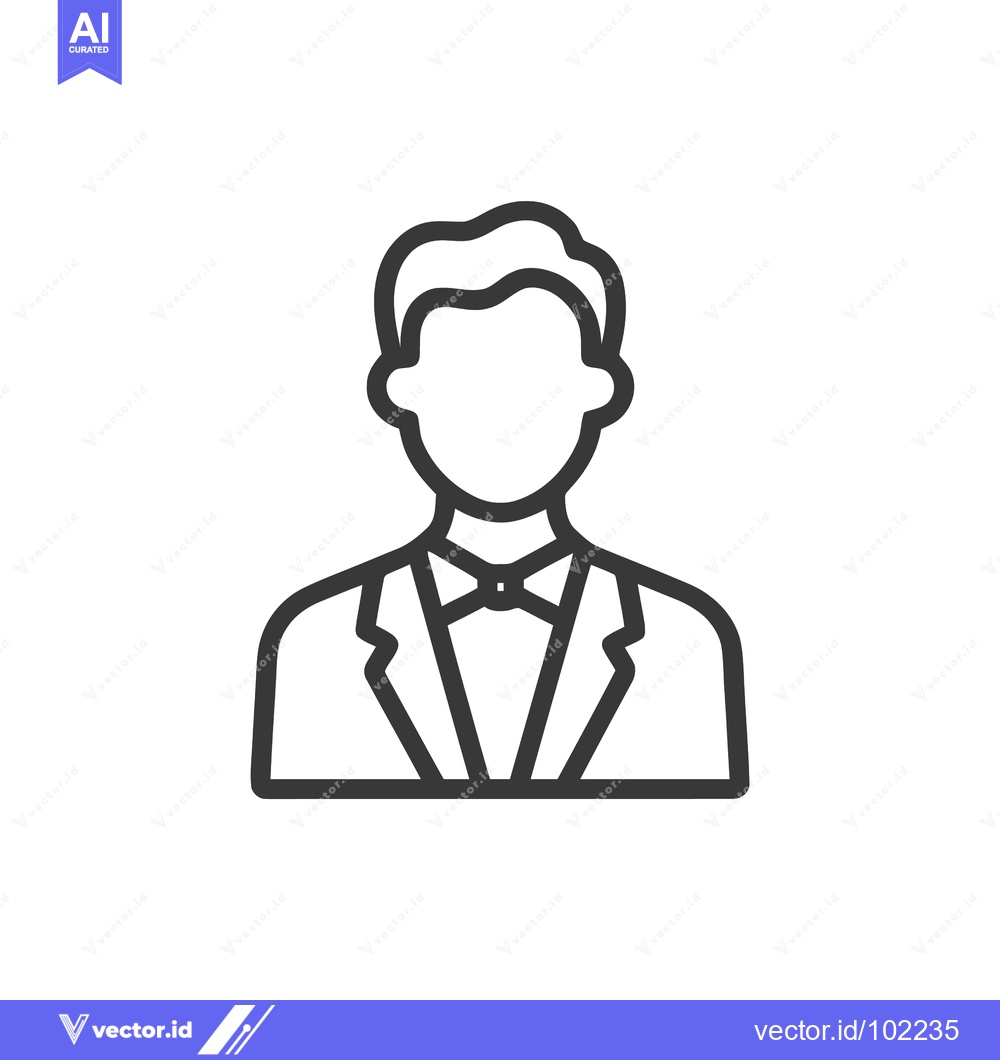 Premium Vector dari Formal Gentleman with Bow Tie: Clean Vector Line Art Avatar