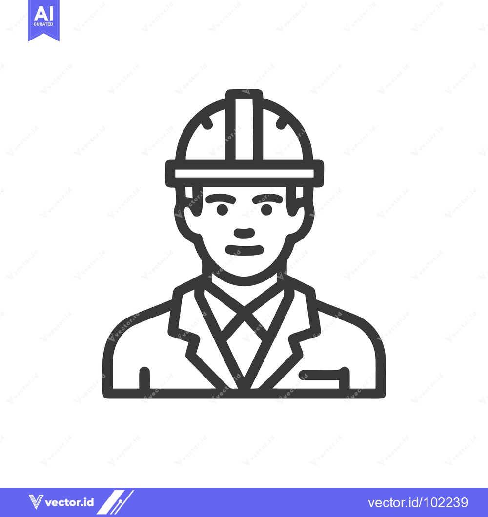Premium Vector dari Professional Engineer in Hard Hat and Suit, Minimalist Outline Vector
