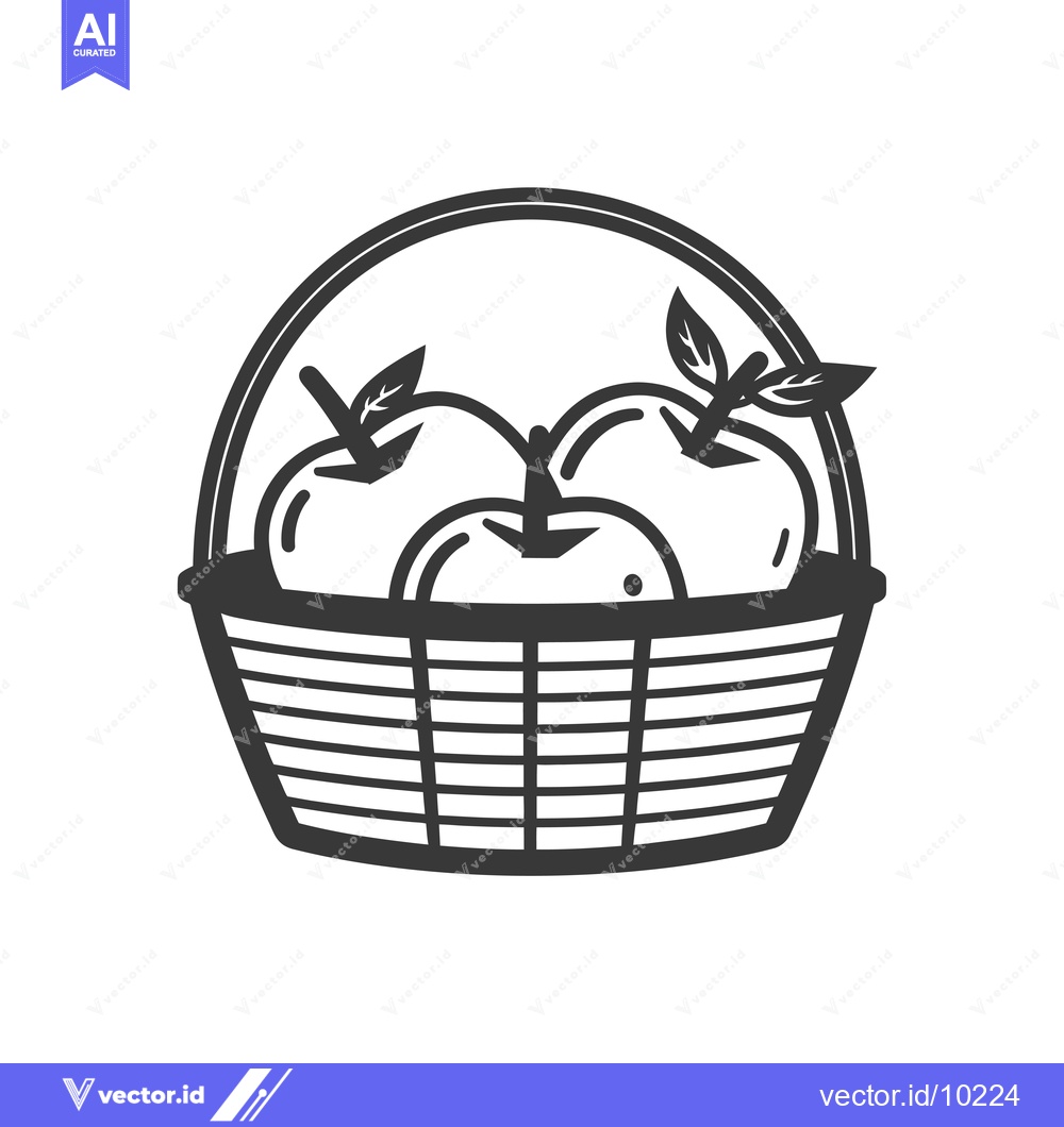 Premium Vector dari A Black and White Illustration of a Basket of Apples
