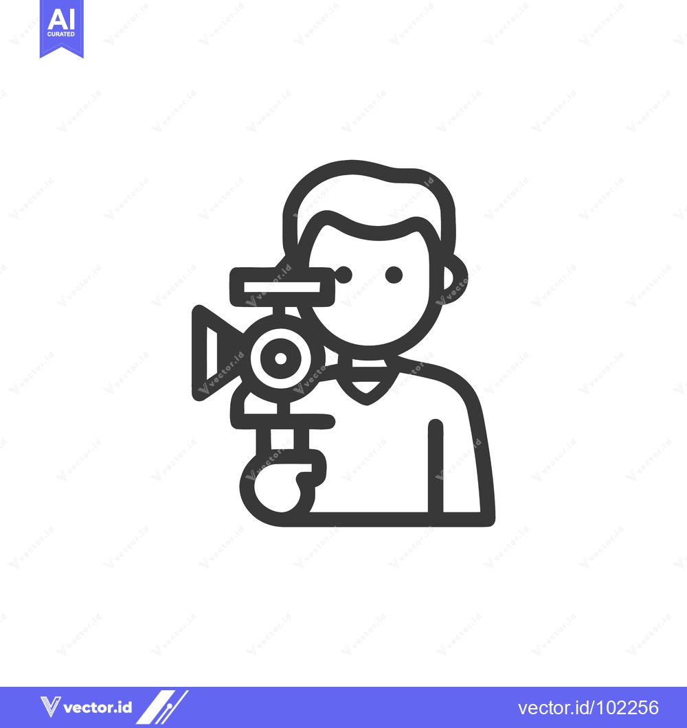 Premium Vector of Stylized Videographer Filming with a Camera, Modern Line Art Icon