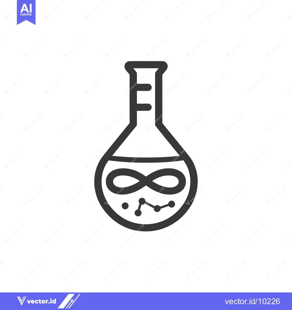 Premium Vector dari A black and white illustration of a beaker with an infinity symbol and