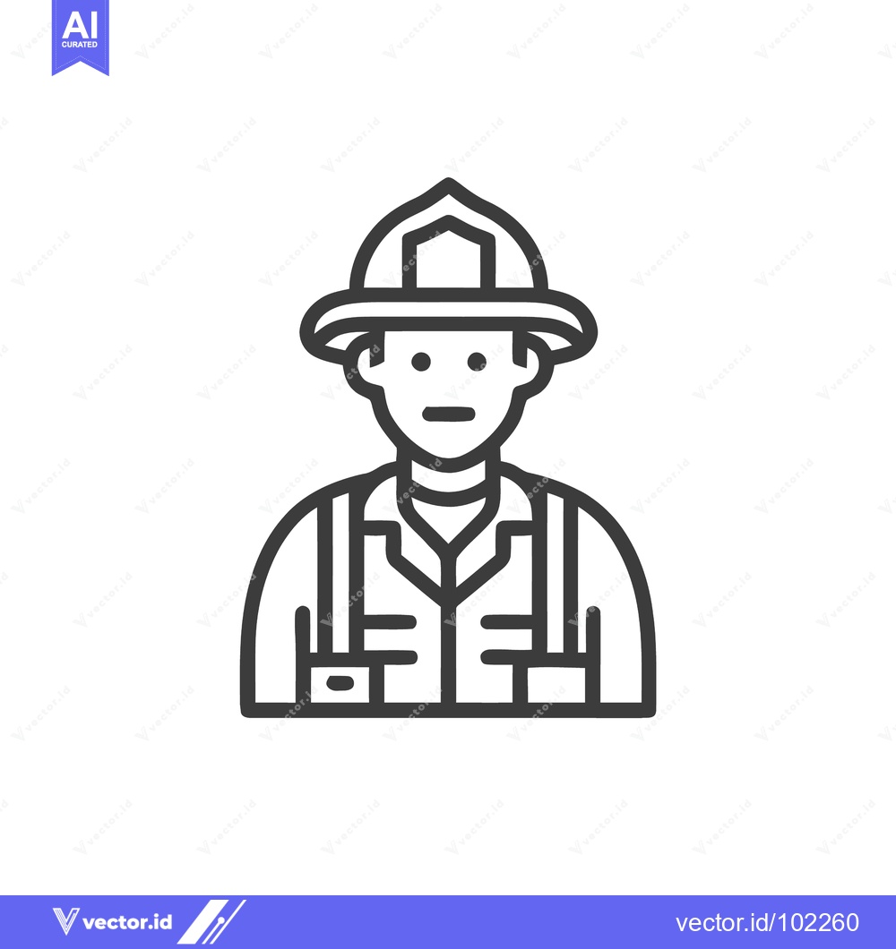 Premium Vector of Minimalist Firefighter Bust Icon with Helmet and Uniform Line Art