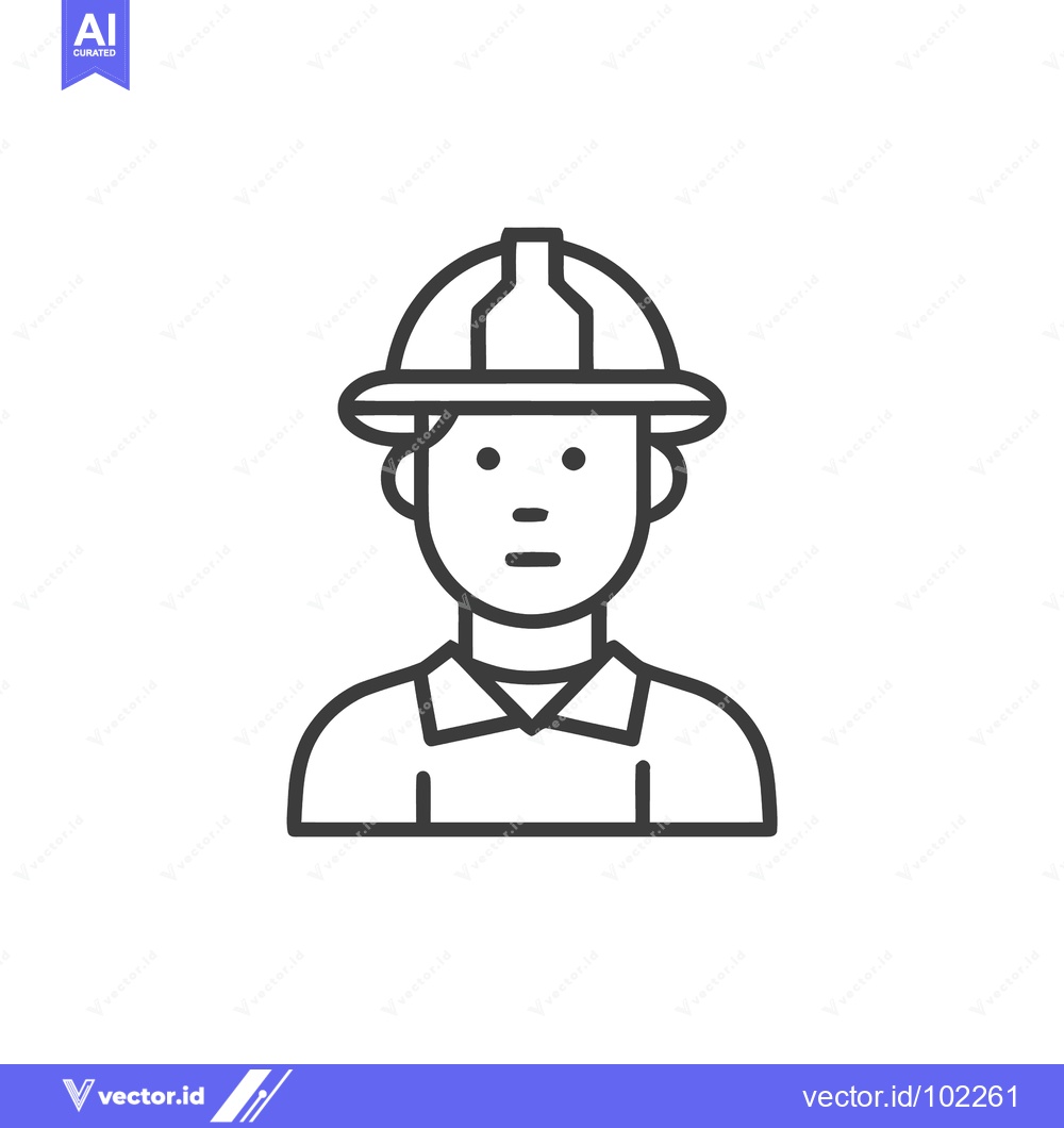 Premium Vector dari Clean Line Art Icon of a Construction Worker with Safety Helmet