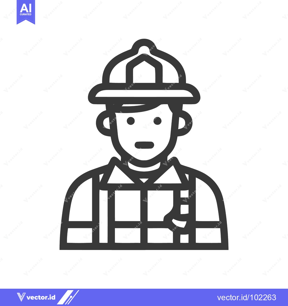 Premium Vector of Minimalist Firefighter Bust Icon in Bold Line Art Style