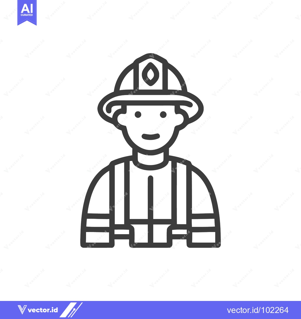 Premium Vector of Modern Firefighter Bust Icon in a Clean, Minimalist Outline Style