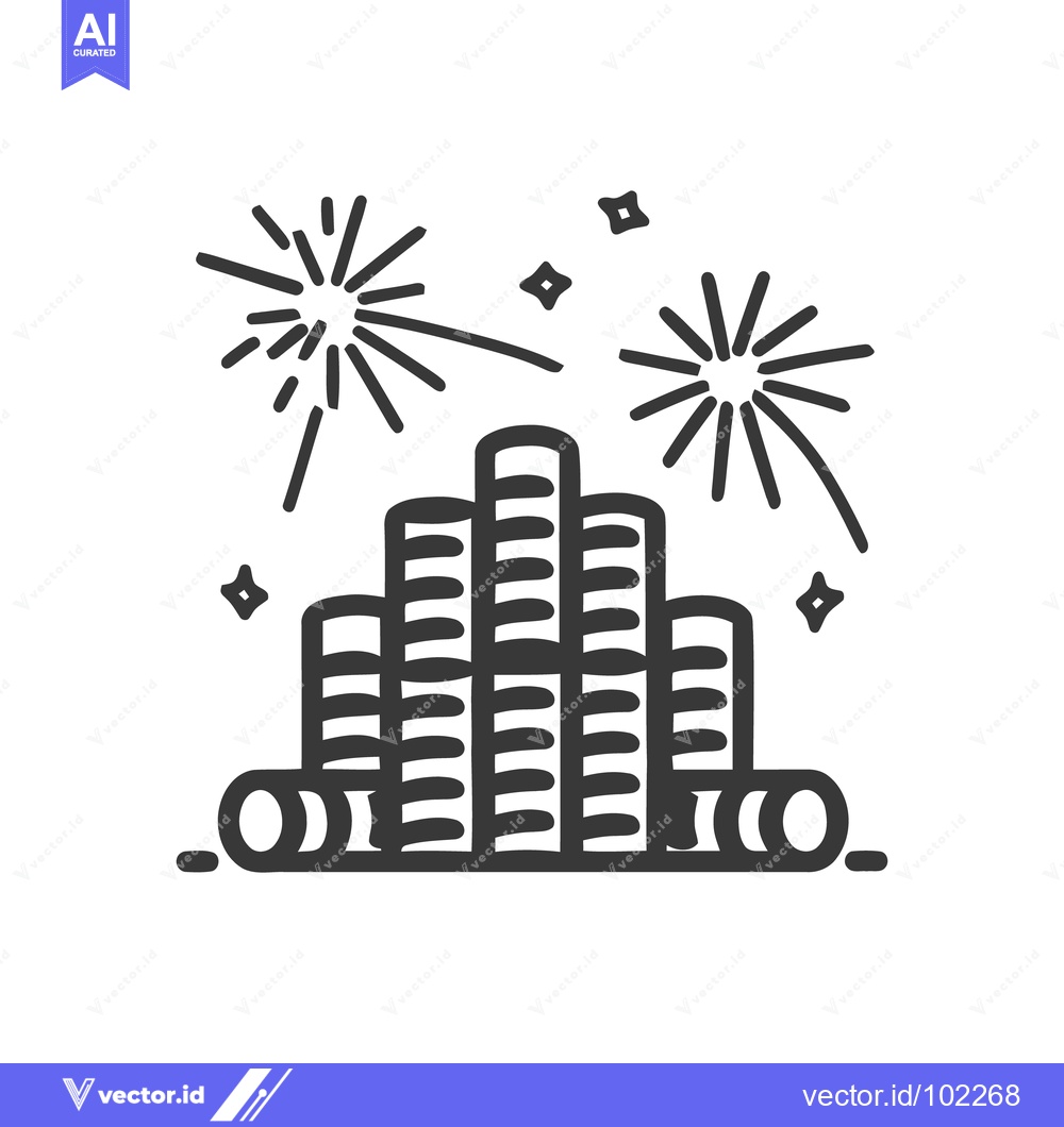 Premium Vector dari Bold Outline Icon of Festive Fireworks Bursting with Sparkles