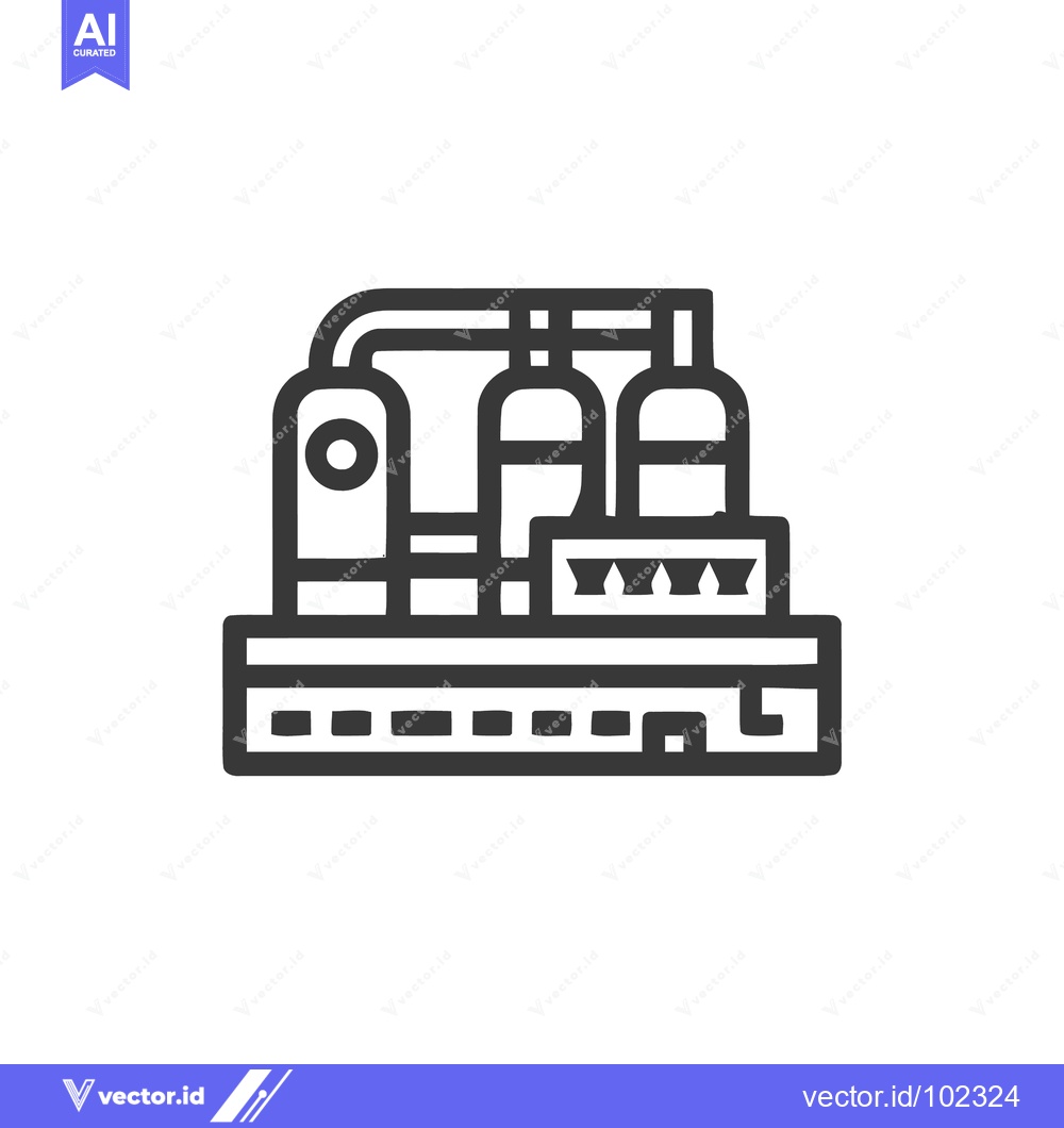 Premium Vector dari Clean Line Art Icon of an Industrial Plant with Silos and Piping