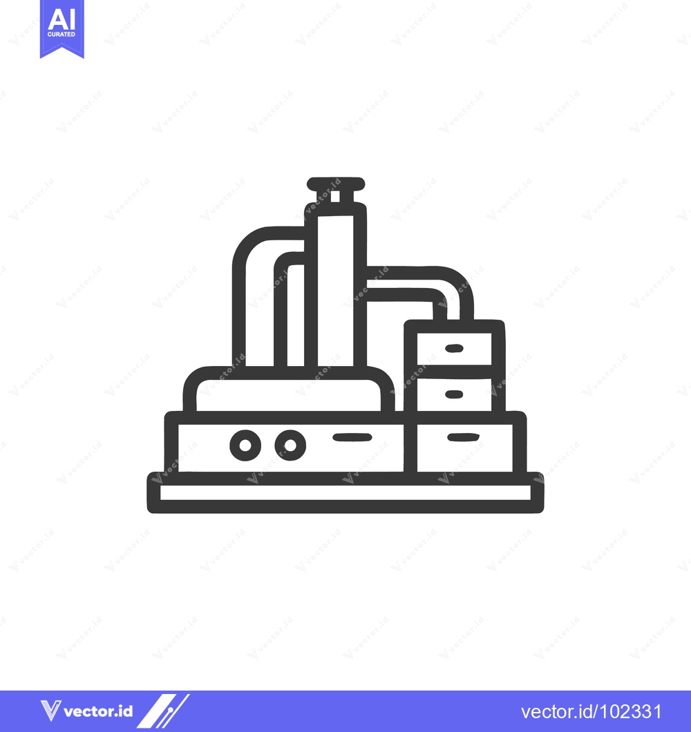 Premium Vector of Bold Line Art Icon of an Industrial Plant or Factory Machinery Complex