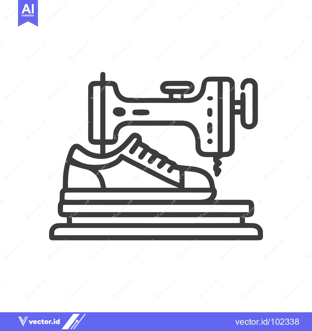 Premium Vector dari Minimalist Line Art Icon of Sewing Machine and Sneaker Shoe for Footwe