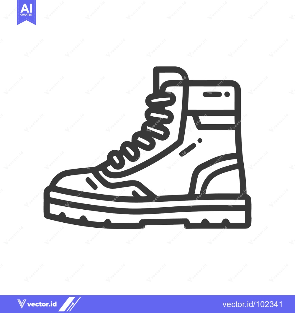 Premium Vector of Bold Outline Icon of a Rugged High-Ankle Combat Boot