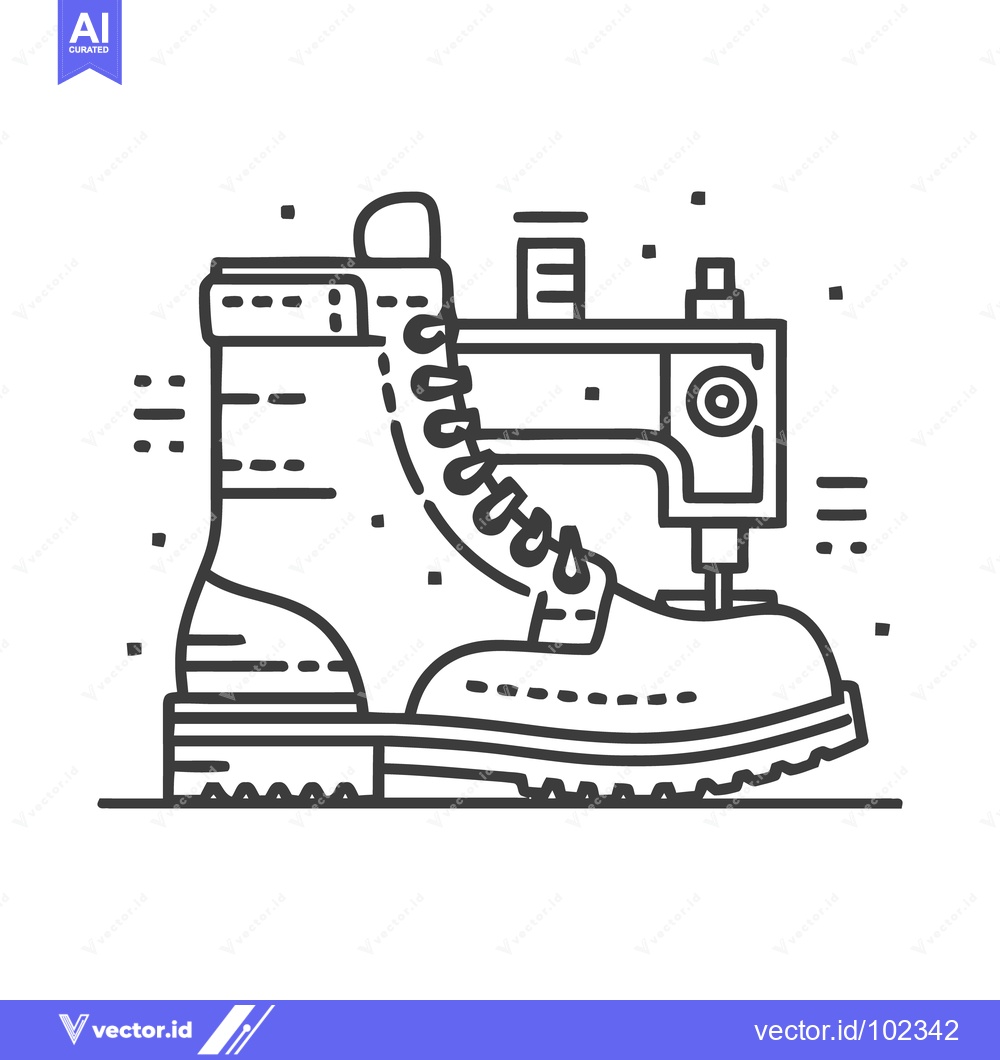 Premium Vector of Industrial Craftsmanship: Bold Line Art of a Sewing Machine on a Comba