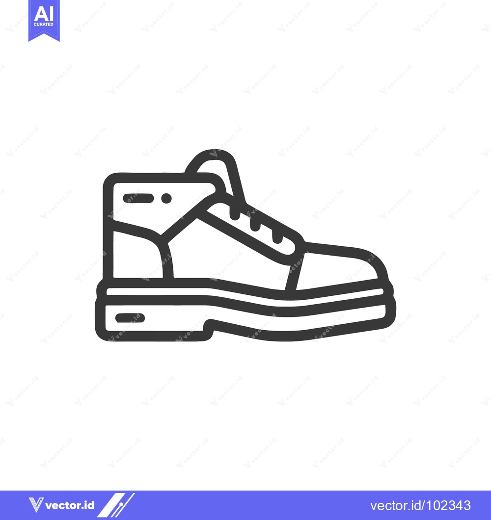 Premium Vector of Bold Line Art Icon of a Chunky High-Top Sneaker with a Thick Platform