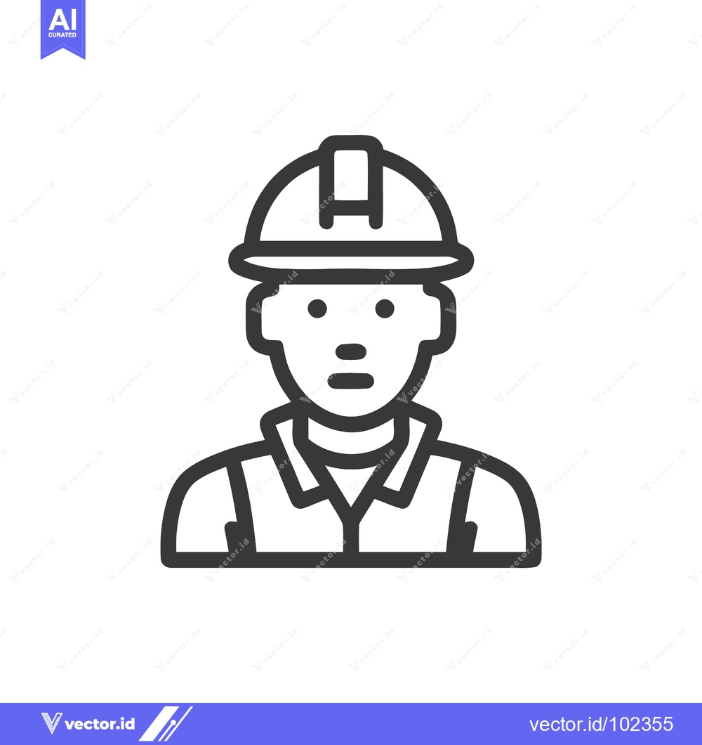 Premium Vector dari Simple Line Art Icon of a Construction Worker in a Hard Hat and Vest