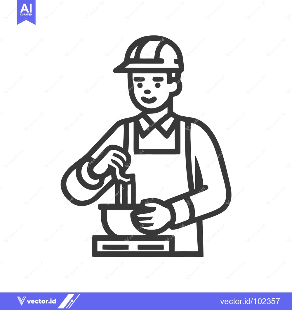 Premium Vector of Professional Worker in Hard Hat Weighing and Mixing Ingredients, Line