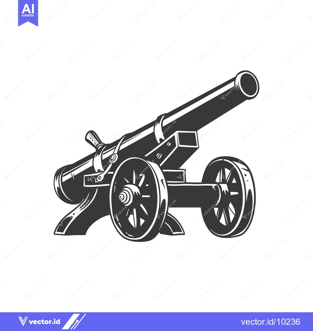 Premium Vector of A Black and White Illustration of a Cannon