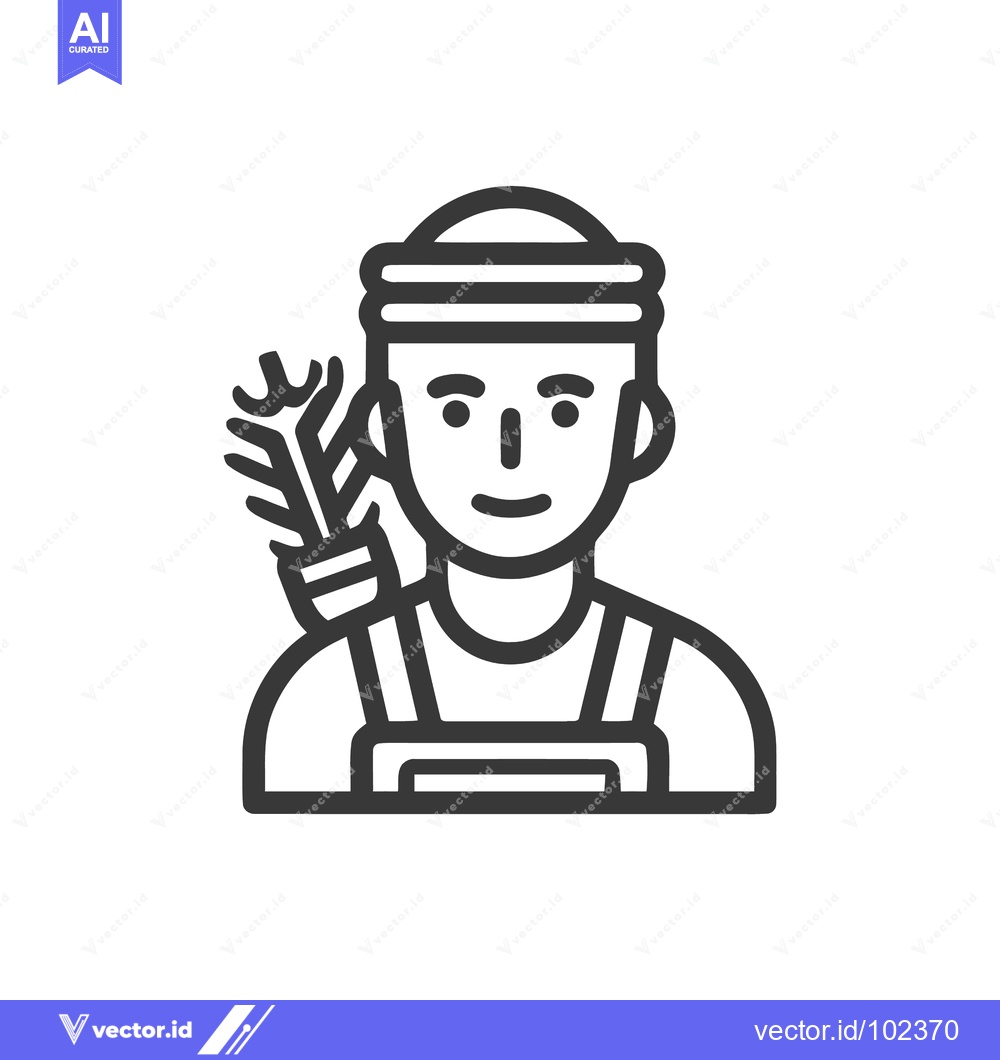 Premium Vector dari Rustic Archer Character with Quiver and Overalls Line Art Icon