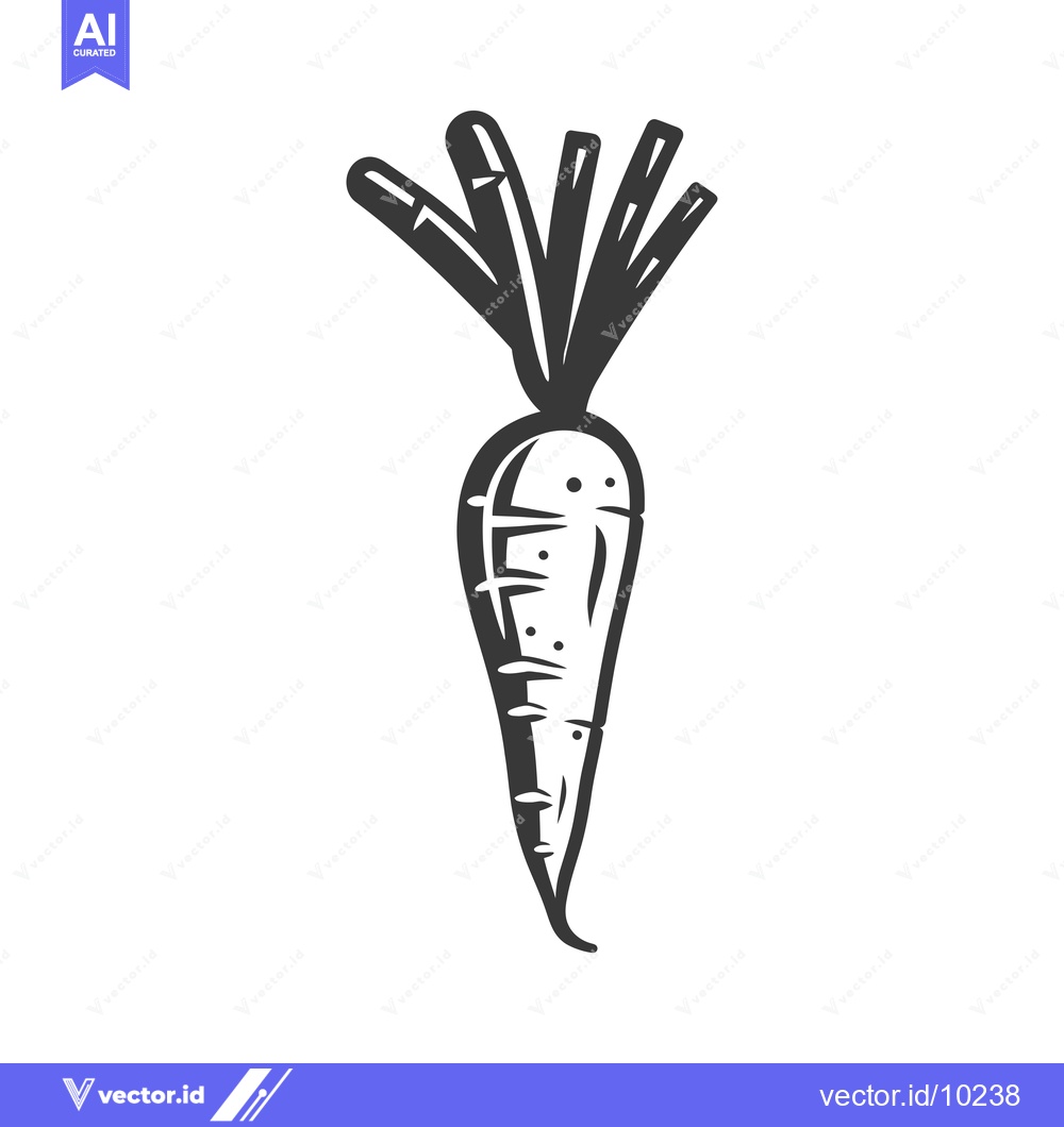 Premium Vector of A Black and White Illustration of a Carrot
