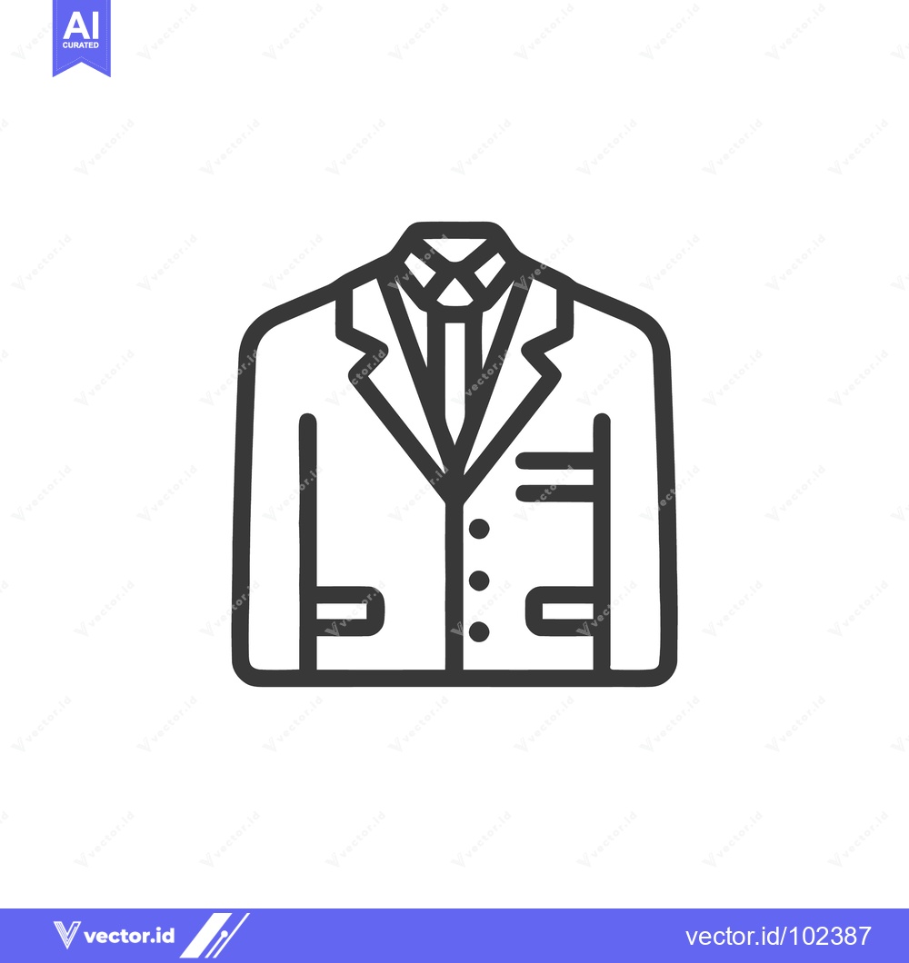 Premium Vector dari Clean Line Art Icon of a Men's Suit Jacket with Tie, Symbolizing Forma