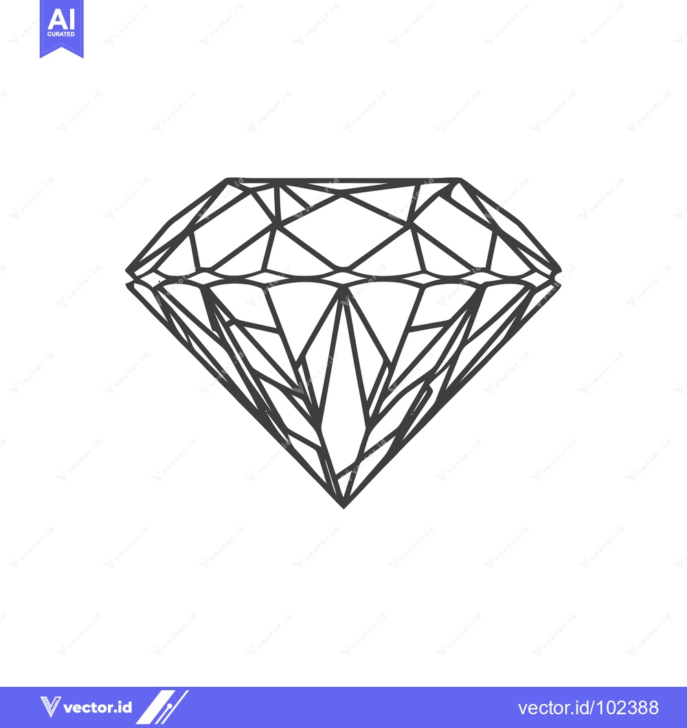 Premium Vector dari Sleek Black Outline Diamond Icon: Minimalist Vector Gemstone Illustrat