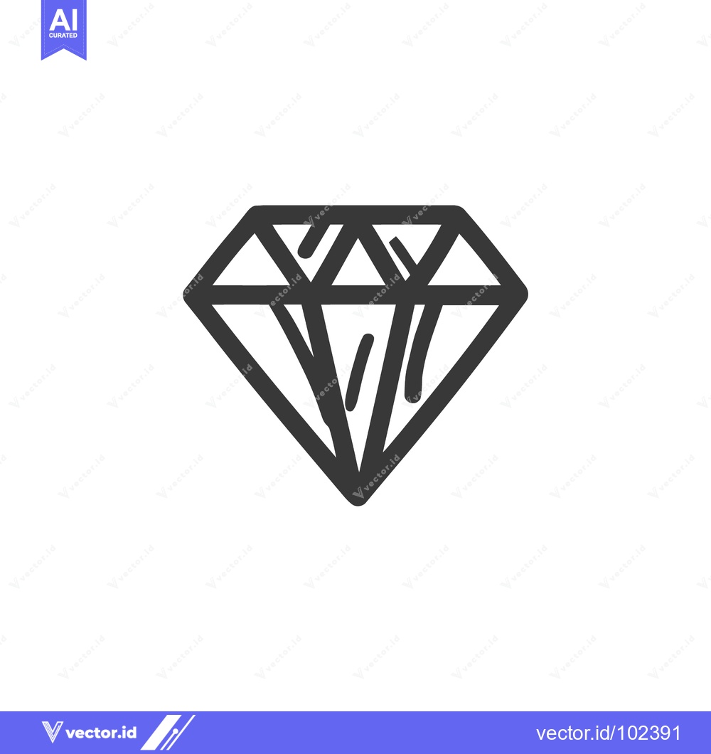 Premium Vector dari Elegant Minimalist Dark Gray Diamond Gemstone Outline Icon on White Ba