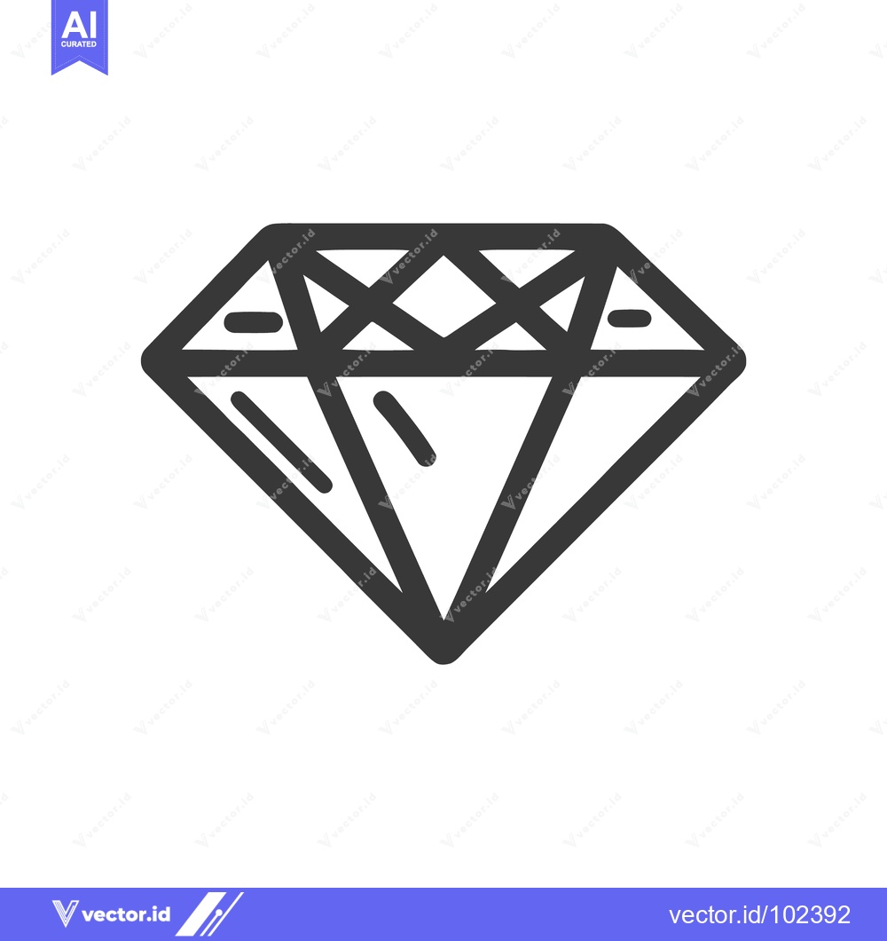 Premium Vector of Sleek Black Line Art Diamond Icon Representing Luxury, Value, and Qual