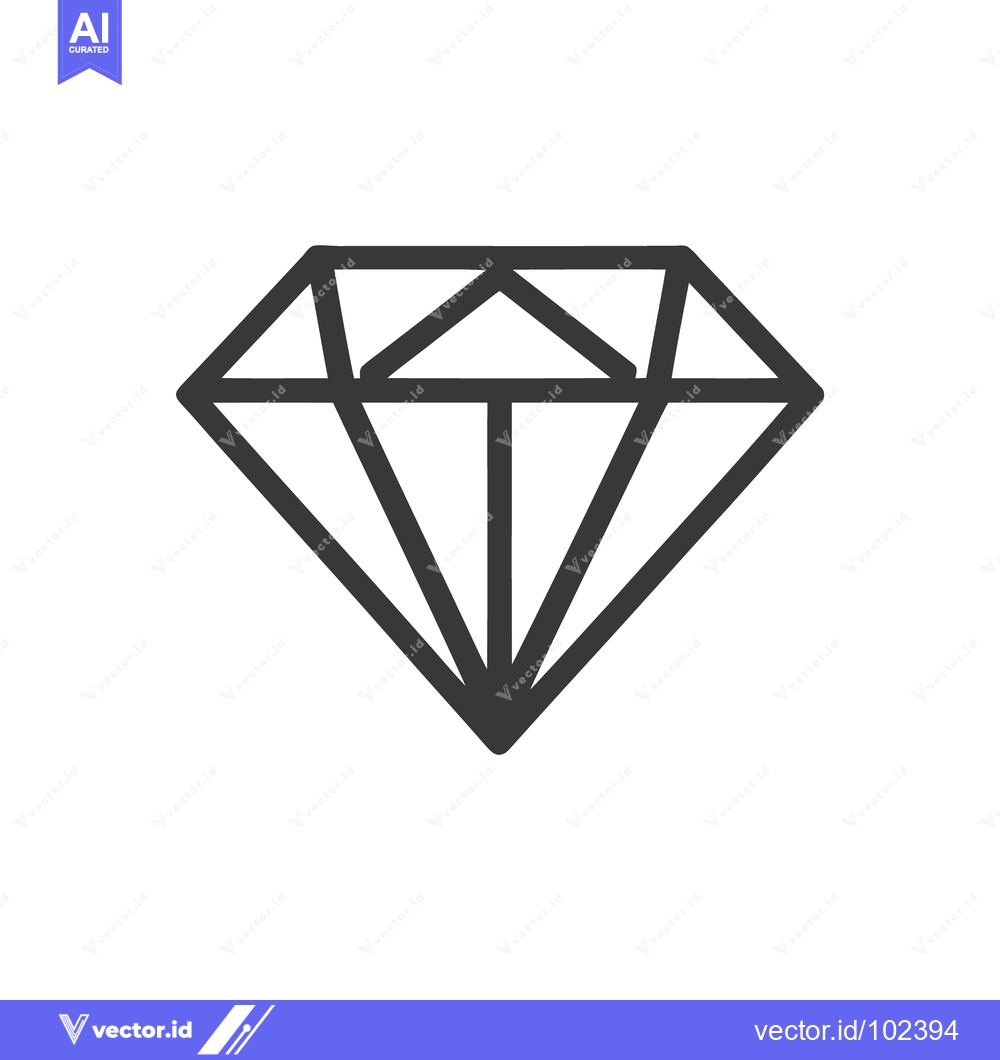 Premium Vector of Minimalist Diamond Outline Icon Representing Luxury, Value, and Qualit