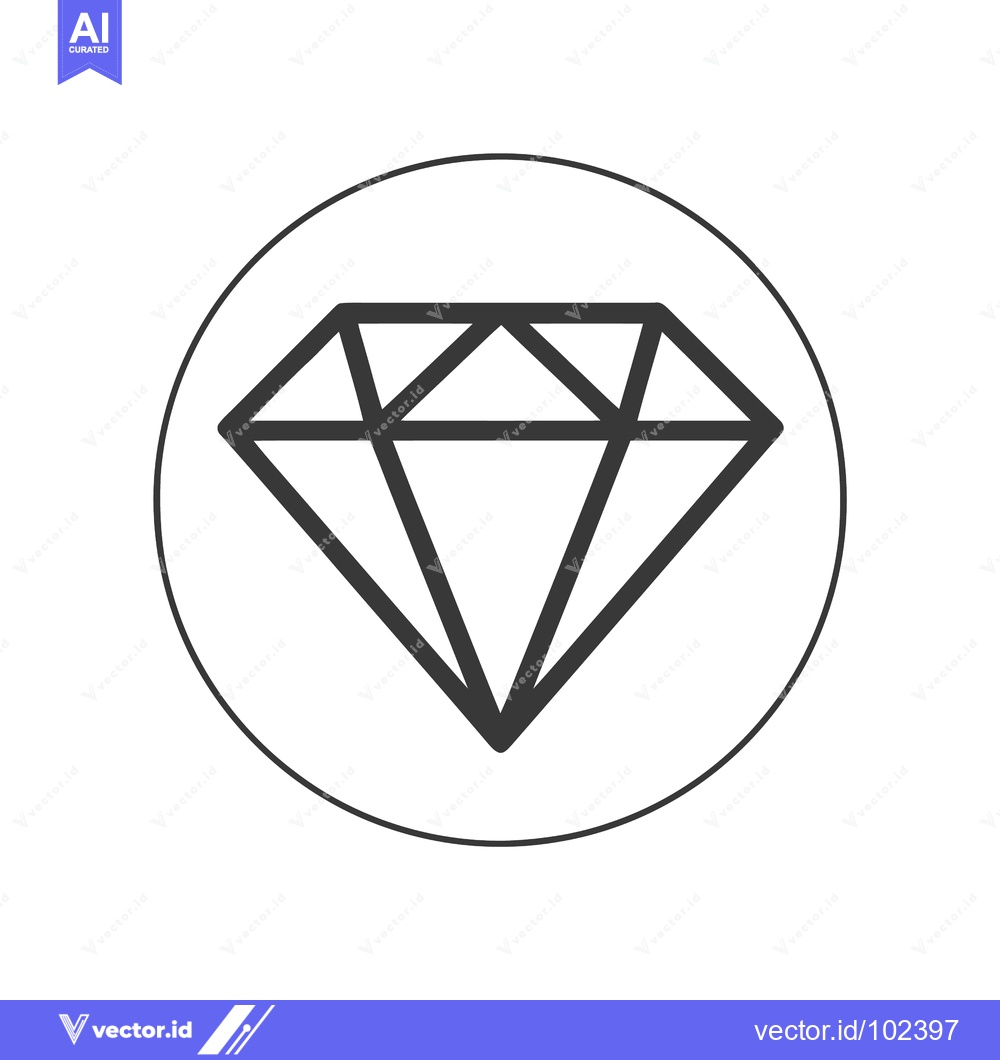 Premium Vector of Elegant Geometric Diamond Outline Icon in a Circular Frame, Clean Vect