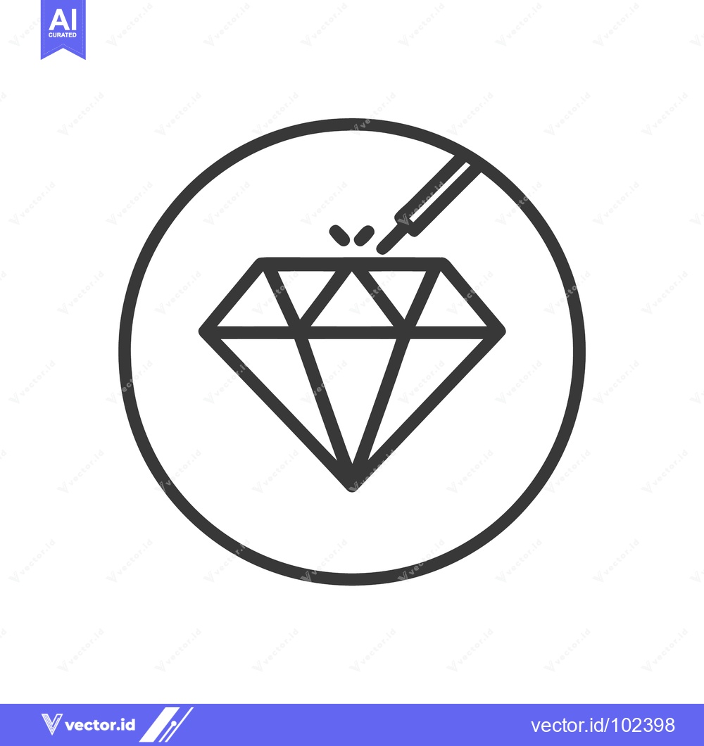 Premium Vector dari Monochrome Vector Icon of Diamond Being Cut by Tool within Circle