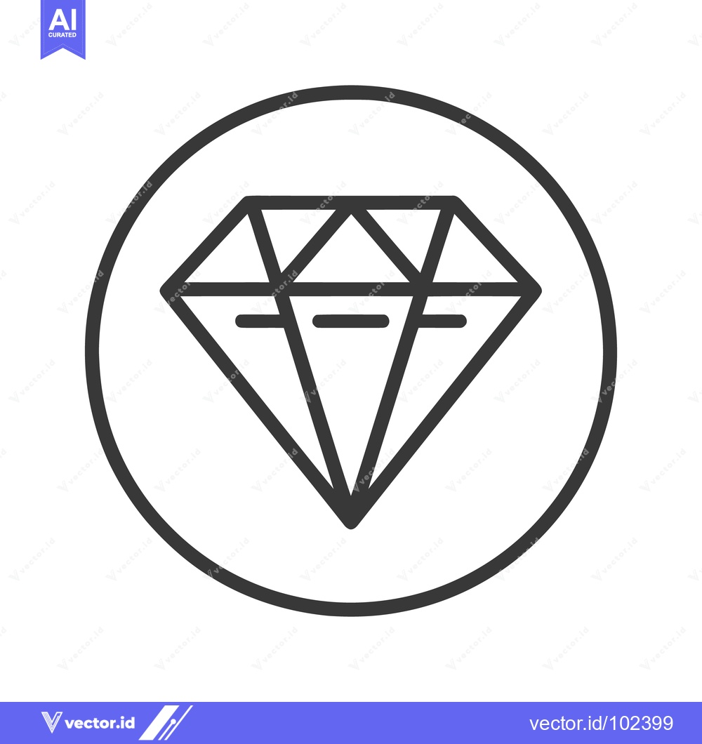 Premium Vector dari Minimalist Black Outline Diamond Icon in White Circular Frame