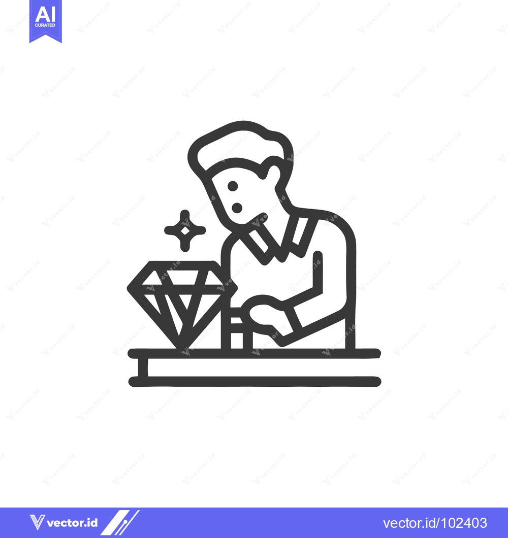 Premium Vector dari Expert Jeweler Crafting Sparkling Diamond Gemstone Icon: Precision Wor