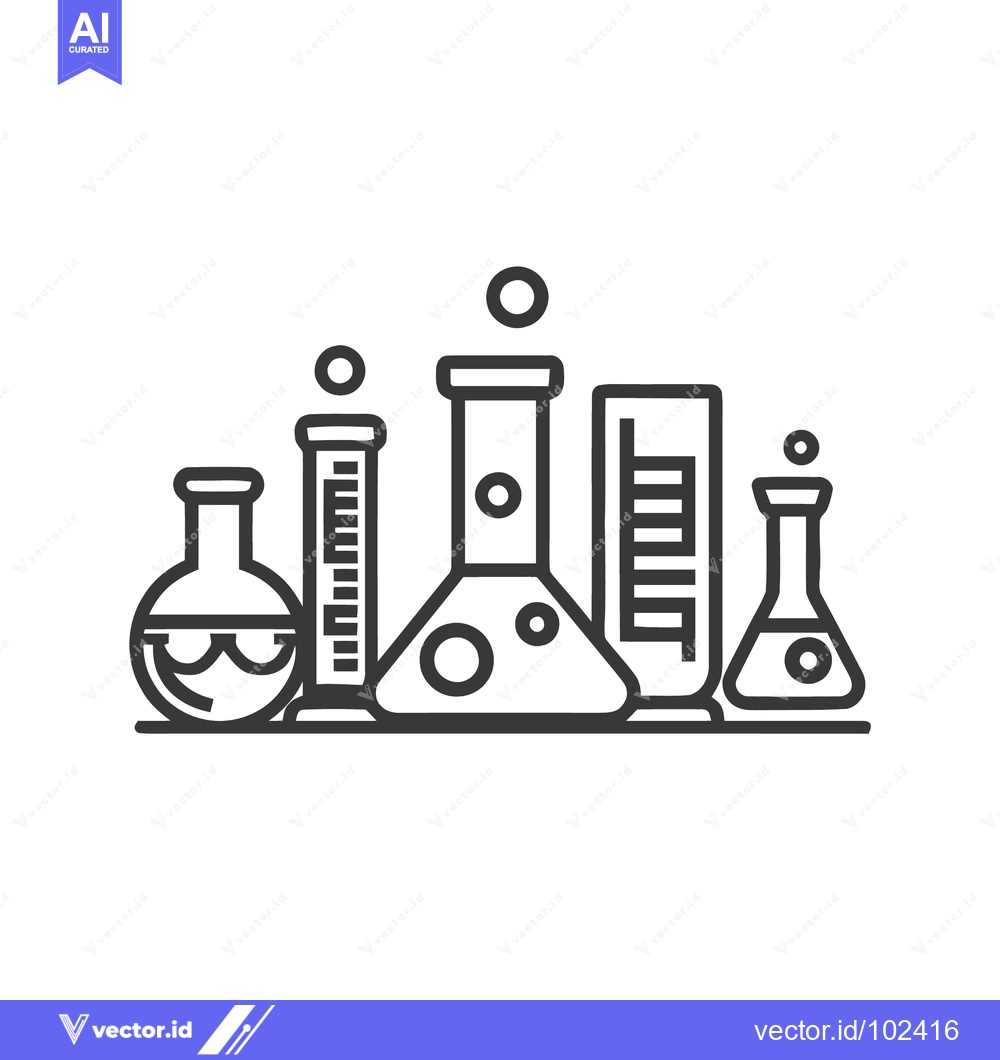 Premium Vector dari Minimalist Line Art Icon Set of Scientific Laboratory Glassware for Ch