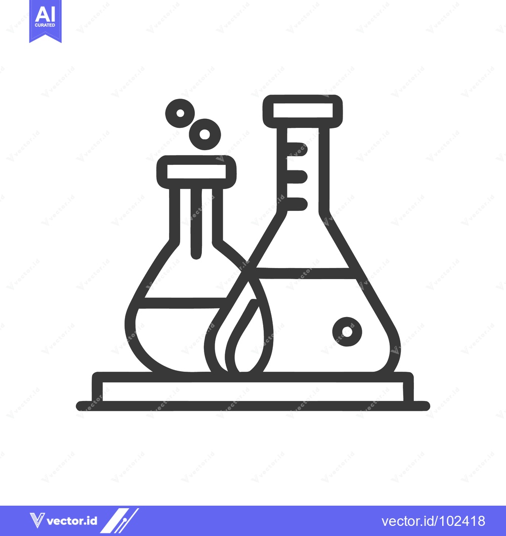 Premium Vector dari Minimalist Line Icon of Bubbling Florence and Erlenmeyer Flasks