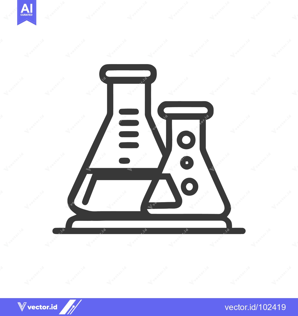 Premium Vector dari Bold Line Art Icon of Two Erlenmeyer Flasks for Scientific Experimenta