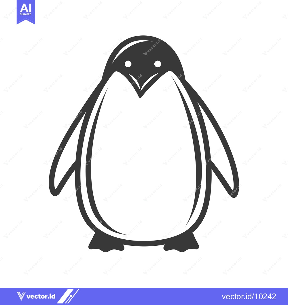 Premium Vector dari A Black and White Illustration of a Cartoon Penguin